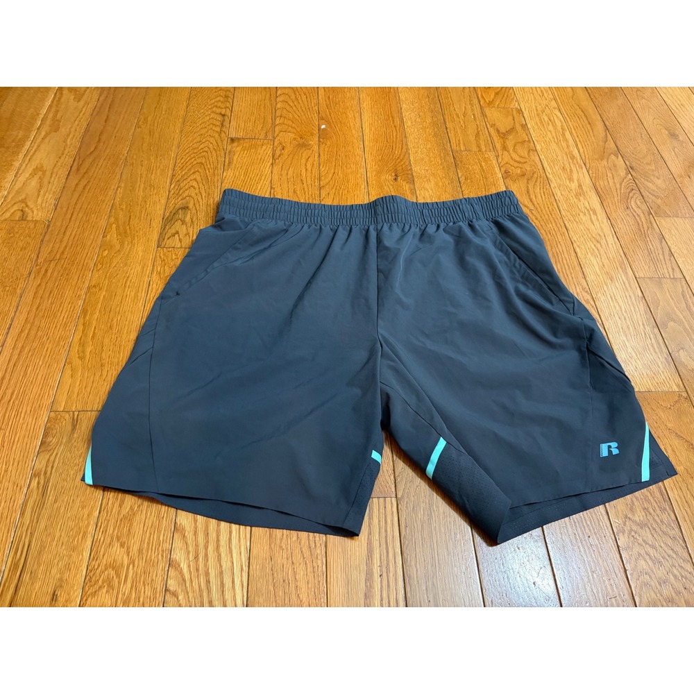 Russell Athletic Mens Dri-Power 360 Performance Shorts Charcoal Teal XL 40-42